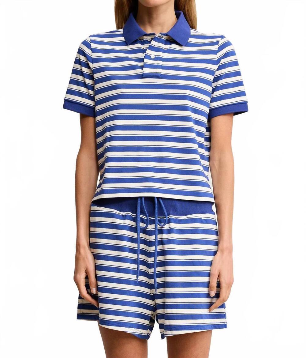 NEW DENIMIST shrunken polo shirt in blue stripe